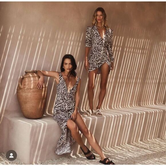 Free People RUMER Cyrus Blazer Linen Dress Zebra XS NWT - Picture 3 of 15